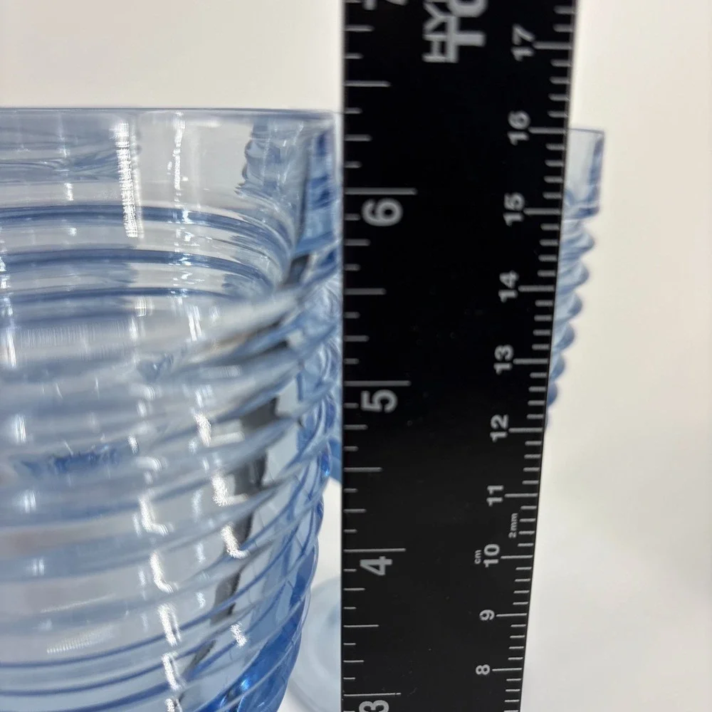 Anchor Hocking Park Avenue Goblets ICE BLUE Lot of 6 Ribbed Fluted Art Deco